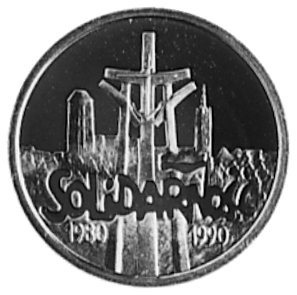 20.000 złotych 1990, Warszawa- 10-lecie Solidarności, wybito 1004 sztuki, złoto 3.1 g.