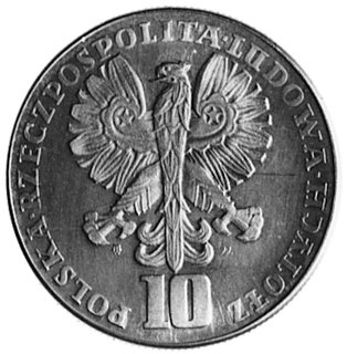 10 złotych 1967- Profil Marii Skłodowskiej-Curie, na rewersie wypukły napis: PRÓBA, wybito 500 sztuk, nikiel 10.70g.