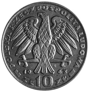 10 złotych 1967- Głowa gen. Karola Świerczewskiego w czapce, na rewersie wypukły napis: PRÓBA, wybito 10 sztuk,miedzionikiel 9.49 g.