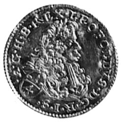 1/4 dukata 1688, Wrocław, Aw: Popiersie cesarza Leopolda I i napis, Rw: Orzeł habsburski, litery SHS i napis, Fr.184,Her.483