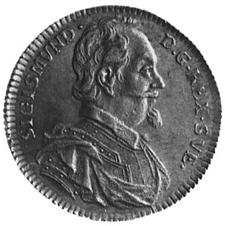 medal autorstwa Karsteena (XIX-wieczna kopia), Aw: Popiersie Zygmunta III i napis, Rw: Tarcza herbowa, miedź 27.0mm, 5.56 g., medal wybity z okazji utraty tronu szwedzkiego