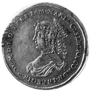 nie sygnowany żeton wybity w 1676 roku z okazji koronacji Marii Kazimiery, Aw: Popiersie królowej i napis, Rw:Diana na rydwanie, nad nią słońce, wokół napis, H-Cz.2420 R, srebro 26.0 mm, 4.81 g.