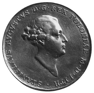 medal koronacyjny sygnowany T. Pingo wybity w 1764 roku, Aw: Popiersie króla i napis, Rw: Korona królewskaw promieniach i napisy, H-Cz.5321 R5, złoto 32.4 mm, 19.98 g., ślady reperowania w tle