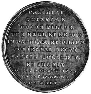 medal Holzhaeussera ze świty królewskiej- Władysław Łokietek, Aw: Popiersie króla i napis, Rw: Napis, Racz.598,H-Cz.3420 R3, srebro 45.0 mm, 43.52 g.