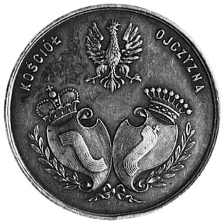 medal wybity w 1901 roku z okazji zaślubin Franciszka Kwileckiego z Jadwigą Lubomirską, Aw: Dwie tarcze herbowe,orzeł polski i napis: KOŚCIÓŁ OJCZYZNA, Rw: Napis pamiątkowy, srebro 32.0 mm, 13.88 g.