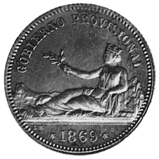 1 peseta 1869, Madryt, piękny stan zachowania