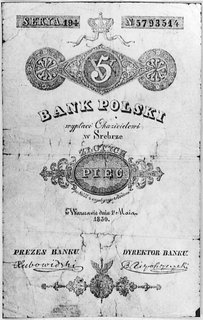 5 złotych 1.05.1830, podpisy: Lubowidzki i Niepokoyczycki, seria 194, numeracja 5793514, Pick A19