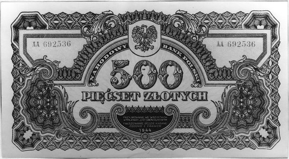 500 złotych 1944 \obowiązkowym\" AA692536