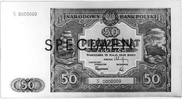 50 złotych 15.05.1946, Ser.S 0000000, po obu str