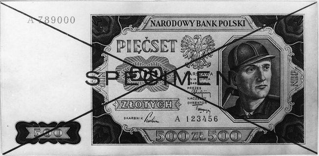 500 złotych 1.07.1948 Seria A 789000 i A123456, 