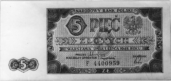 5 złotych 1.07.1948, Ser.F 4400959, Pick 135, Parchimowicz 9a.III