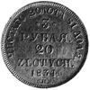 3 ruble=20 złotych 1834, Petersburg, Aw: Orzeł carski, Rw: Napisy, Fr.lll(40), Plage 299