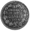 20 kopiejek=40 groszy 1850, Warszawa, Aw: Orzeł carski, Rw: Nominał w wieńcu, Plage 396