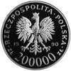 200.000 złotych 1990, Warszawa- 10-lecie Solidarności, wybito 1001 sztuk, złoto 39 mm, 31,1 g.