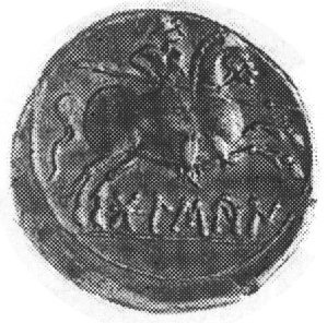 HISZPANIA- Osca, drachma (204-154 p.n.e.), Aw: Głowa z krótką kręconą brodą w prawo, za nią litery iberyjskie,Rw: Jeździec z włócznią galopujący w prawo, w odcinku napis iberyjski, Sear 28, 3.78 g.