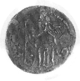 denar, 1173-1185 ewen. 1177-1185/90, Aw: Biskup z krzyżem, z prawej litery SA, Rw: Walka z lwem, z lewej4 kropki, Str.46, Such.2, Gum.233, Kop.17.VI