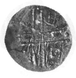 denar, mennica Wrocław 1185/90-1201, Aw: Krzyż dwunitkowy, w polu napis: BOLI, Rw: Dwaj książęta z włóczniąz proporcem, Str.174cd, Such.3c, Wit.l2a