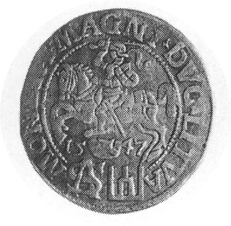 grosz 1547, Wilno, Aw: Popiersie w koronie i nap