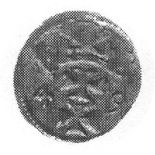 denar 1549, Gdańsk, Aw: Orzeł Prus Królewskich, Rw: Herb Gdańska, Gum.640, Kurp.920 R2