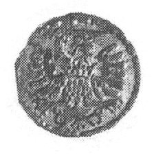 denar 1585, Gdańsk, Aw: Orzeł, Rw: Herb Gdańska, Gum.786, Kurp.371 R2