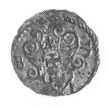 denar 1585, Gdańsk, Aw: Orzeł, Rw: Herb Gdańska,