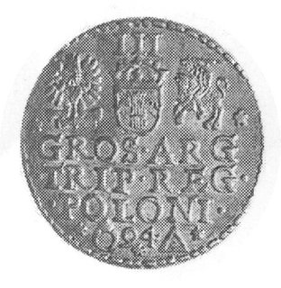 trojak 1594, Malbork, Aw: Popiersie w koronie i 