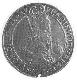 talar 1635, Toruń, Aw: Półpostać króla w zbroi, koronie i napis, Rw: Herb Torunia i napis, Gum.1610, Dav.4374, wadablachy