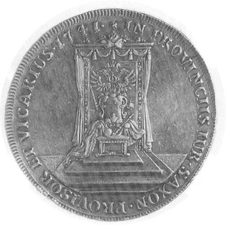 talar wikariacki 1741, Drezno, Aw: Król na koniu i napis, Rw: Tron i napis, Dav.2669, Merseb. 1697