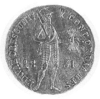 dukat 1831, Warszawa, Aw: Stojący rycerz z miecz