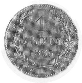 1 złoty 1835, Wiedeń, Aw: Herb Krakowa i napis, Rw: Nominał w wieńcu, Plage 294