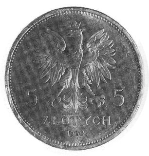 5 złotych 1930, Warszawa, Sztandar, minimalne ryski na krawędzi monety