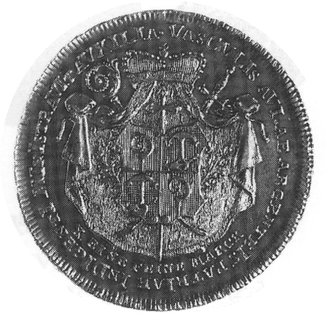 talar 1796, Aw: Popiersie biskupa, w otoku napis, Rw: Tarcza herbowa, w otoku napisy (chronogram), Dav.2213