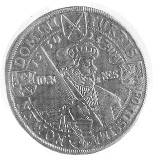 talar 1630, Aw: Popiersie, poniżej duży herb Saksonii, w otoku napis, Rw: Popiersie, w otoku napis przedzielonyczteroma herbami, Dav.76O6, Schnee 860