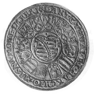 talar 1595, Aw: Dwa popiersia, poniżej data, w otoku napis, Rw: Herb Saksonii w centrum, wokół 12 małych herbów,w otoku napis, Dav.9758, Schnee 174