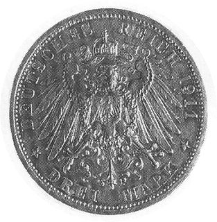 3 marki 1911 (pośmiertne), Aw: Głowa, poniżej dw