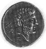 HISZPANIA- Osca, drachma (204-154 p.n.e.), Aw: Głowa z krótką kręconą brodą w prawo, za nią litery..