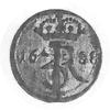 szeląg 1688, Gdańsk, Aw: Monogram, Rw: Napis, Gum.2040, Kurp.1261 R2, moneta nie spotykana w tym s..
