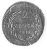 2 złote 1813, Zamość, Aw: Napis, Rw: Dwie gałązki i napis, Plage 125, moneta rzadko spotykana w ty..