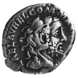 denar, Aw: Głowa cesarza w skórze lwa i napis: A