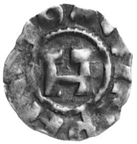 Lukka- cesarz Henryk II (1004-1022) lub Henryk III (1039-1056), denar, Aw: Litera H i napis INPERTOR, Rw: W polunapis LVCA, w otoku: ENRICVS, CNI t.XI tabl.IV,27