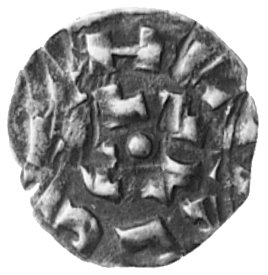 Lukka- cesarz Henryk II (1004-1022) lub Henryk III (1039-1056), denar, Aw: Litera H i napis INPERTOR, Rw: W polunapis LVCA, w otoku: ENRICVS, CNI t.XI tabl.IV,27
