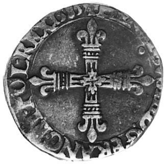 1/4 ecu 1585, Bayonne, Aw: Krzyż i napis, Rw: Ta