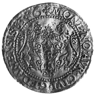 dukat 1583, Gdańsk, Aw: Popiersie w koronie i napis, Rw: Herb Gdańska i napis, Fr.3, Gum.795, Kurp.393 R3