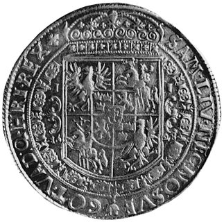 talar 1628, Bydgoszcz, Aw: Popiersie w koronie i napis, Rw: Tarcza herbowa i napis, Gum.1216, Dav.4316, Kurp.1611R