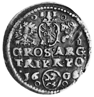 trojak 1606, Kraków, Aw: Popiersie w koronie i napis, Rw: Herby i napis, Kop.LIXK.3b -rr-, Wal.XCV, T.8, bardzorzadki