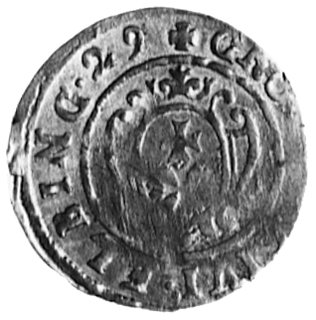 grosz 1629, Elbląg- okupacja szwedzka, Aw: Popiersie Gustawa Adolfa i napis, Rw: Herb Elbląga i napis, Kop.II.lb,Ahl.29b