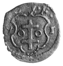 denar 1591, Wschowa, Aw: Herb Wschowy, Rw: Orzeł