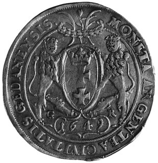 talar 1649, Gdańsk, Aw: Popiersie w koronie i napis, Rw: Herb Gdańska i napis, Dav.4358, Kurp.892 R