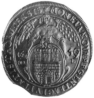 talar 1659, Toruń, Aw: Popiersie w koronie i nap