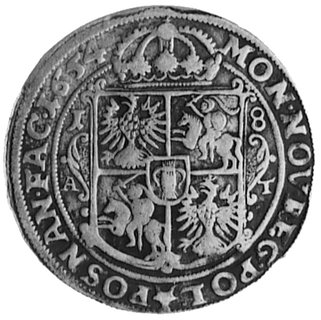 ort 1654, Poznań, Aw: Popiersie w koronie i napis, Rw: Tarcza herbowa i napis, Gum. 1738, Kurp.350 R3